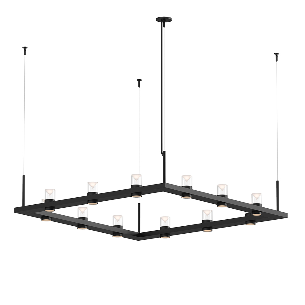 4' Square LED Pendant with Clear w/Cone Uplight Trim