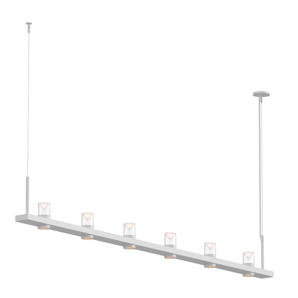 8' Linear LED Pendant with Clear w/Cone Uplight Trim