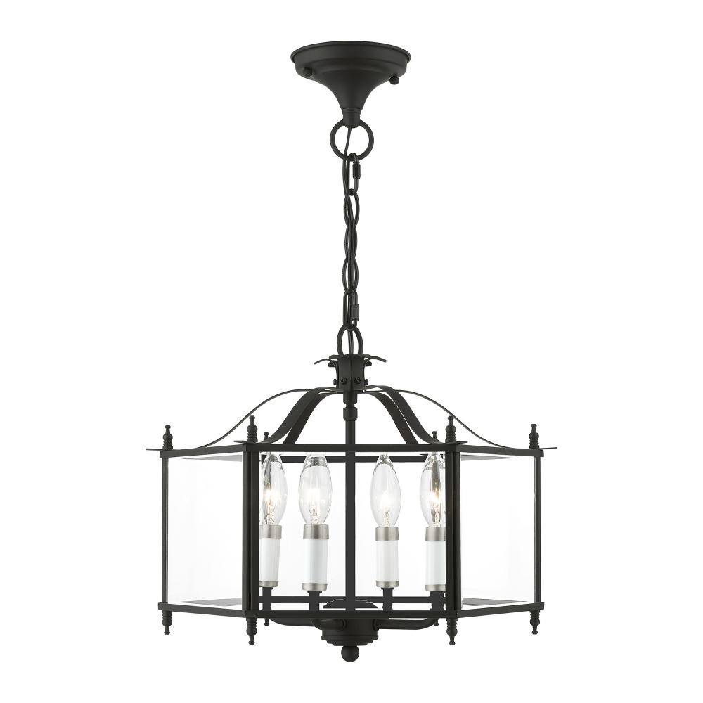 4 Light Black with Brushed Nickel Accents Convertible Pendant / Semi-Flush