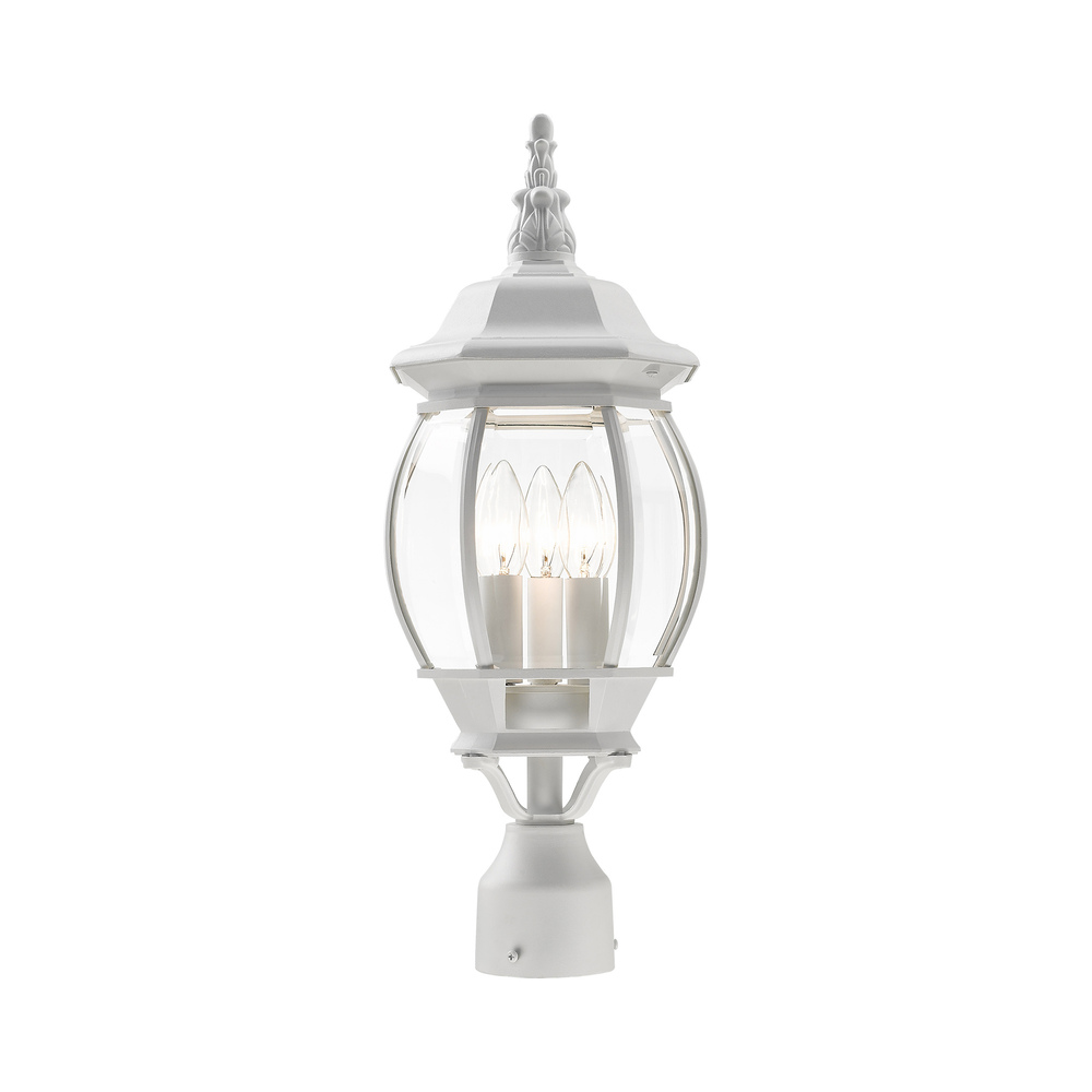 3 Lt Textured White  Outdoor Post Top Lantern