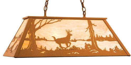 72" Long Deer at Lake Oblong Pendant