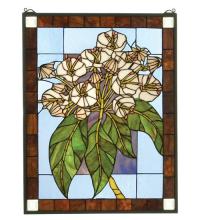 Meyda Green 31268 - 20"W X 26"H Revival Mountain Laurel Stained Glass Window