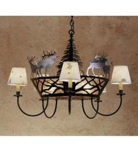 Meyda Green 49168 - 34" Wide Elk on the Loose 5 Light Chandelier