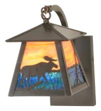 Meyda Green 98376 - 6" Wide Stillwater Moose at Lake Curved Arm Wall Sconce