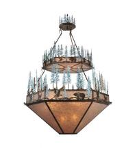 Meyda Green 99685 - 60" Wide Wildlife at Pine Lake 2 Tier Inverted Pendant