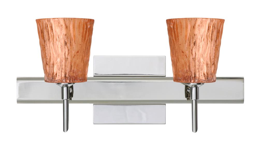 Besa Wall With SQ Canopy Nico 4 Chrome Stone Copper Foil 2x5W LED