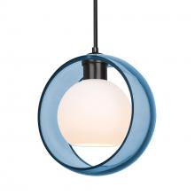 Besa Lighting 1JC-MANABL-BK - Besa Mana Pendant, Blue/Opal, Black Finish, 1x60W MAX E26 Base