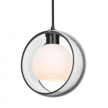 Besa Lighting J-MANACL-BK - Besa Mana Pendant For Multiport Canopy, Clear/Opal, Black Finish, 1x60W MAX E26 Base