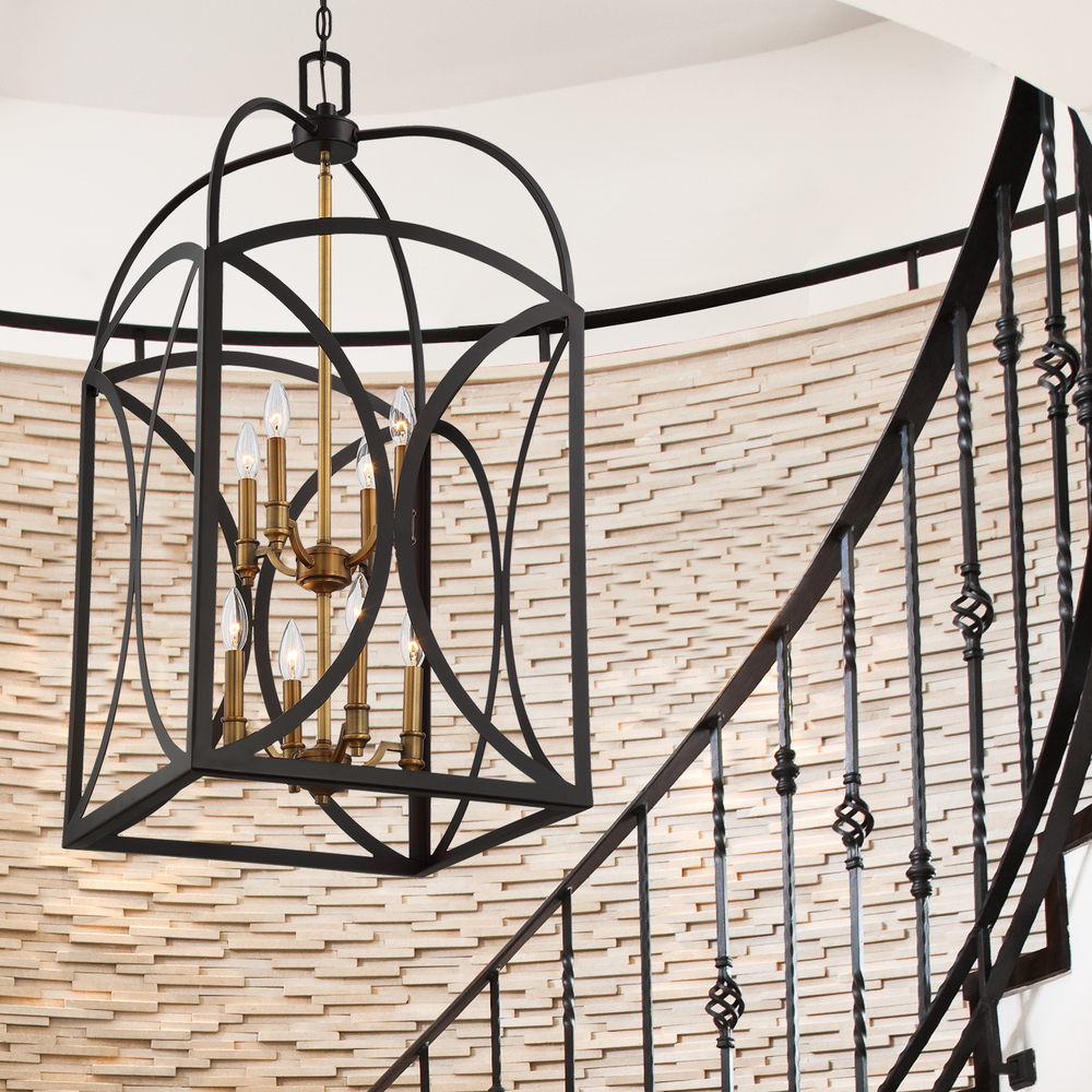 Talbot 8-Light Pendant in English Bronze & Warm Brass