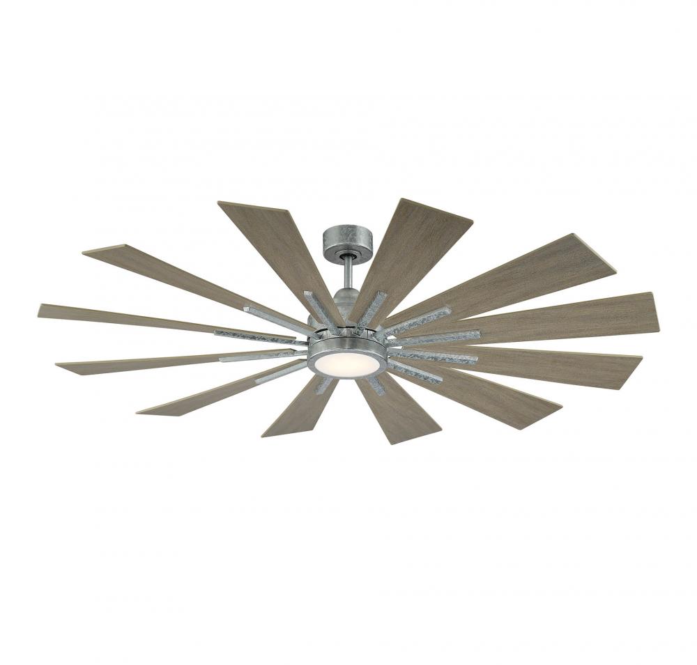 Farmhouse 60" LED Ceiling Fan in Galvanized