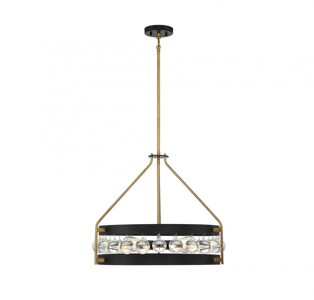 Edina 4-Light Pendant in Matte Black with Warm Brass Accents