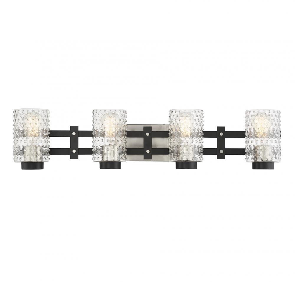 Colt 4-Light Bathroom Vanity Light in Matte Black with Satin Nickel