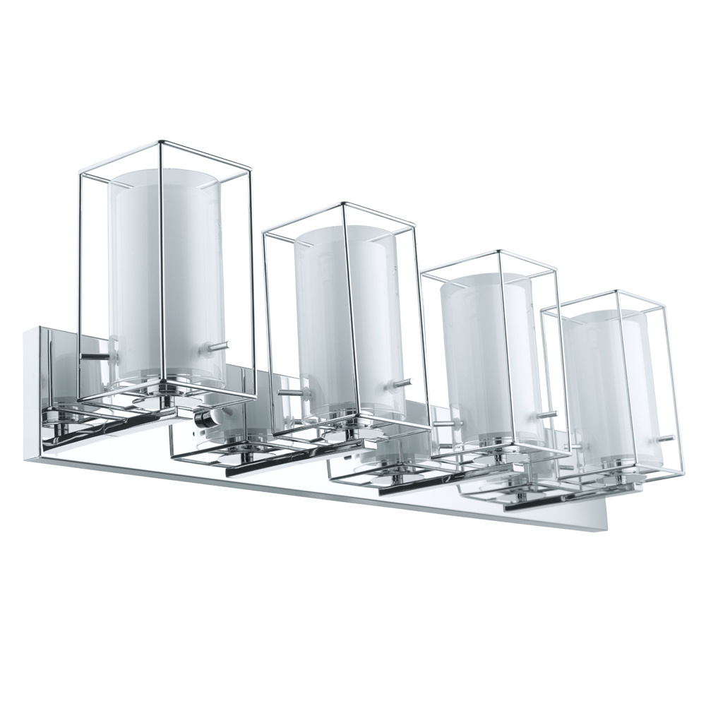 4 LT Bath/Vanity Light w/ Chrome Finish & Clear & White Glass Shades