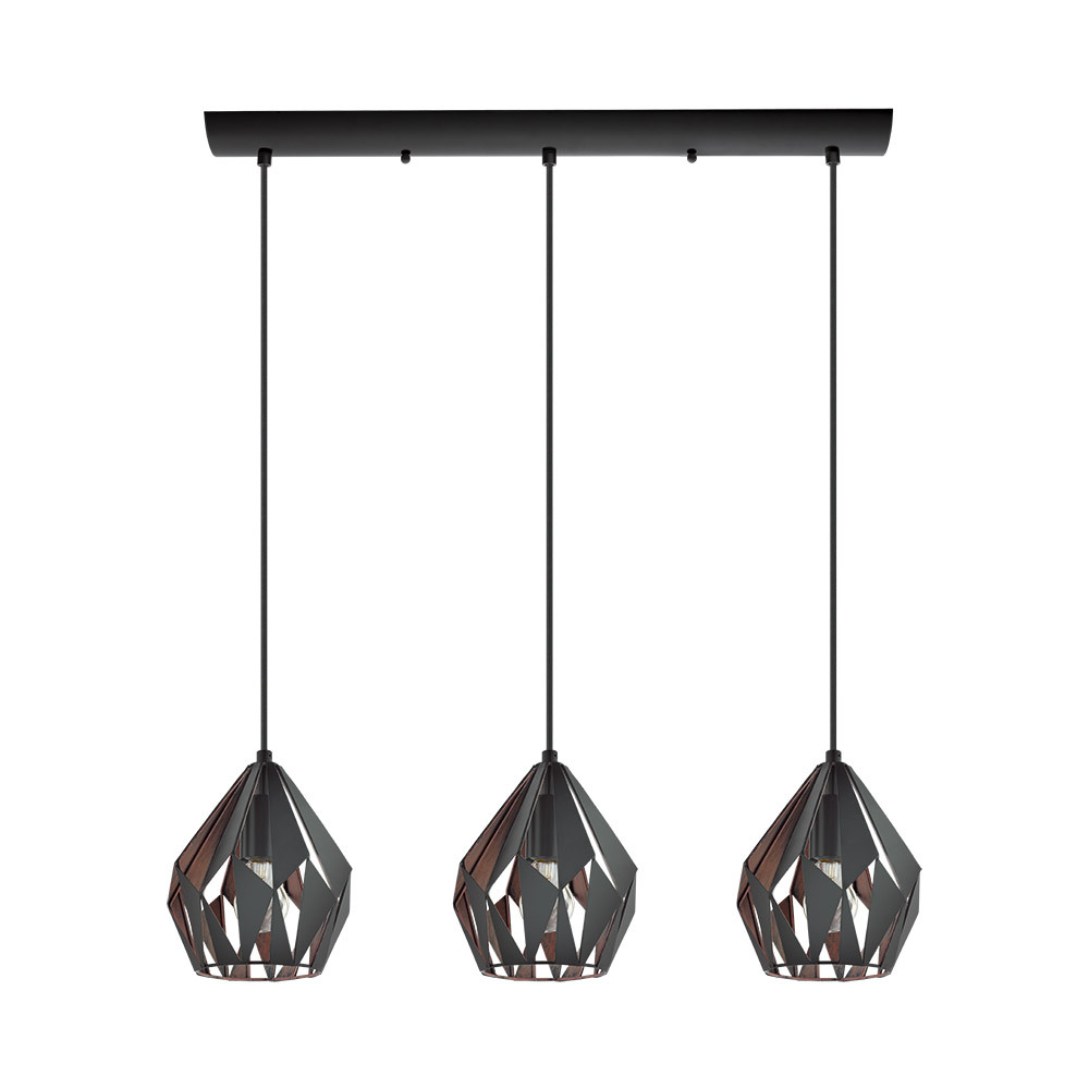 3 LT Linear Pendant w/ Black Finish & Black & Copper Shade