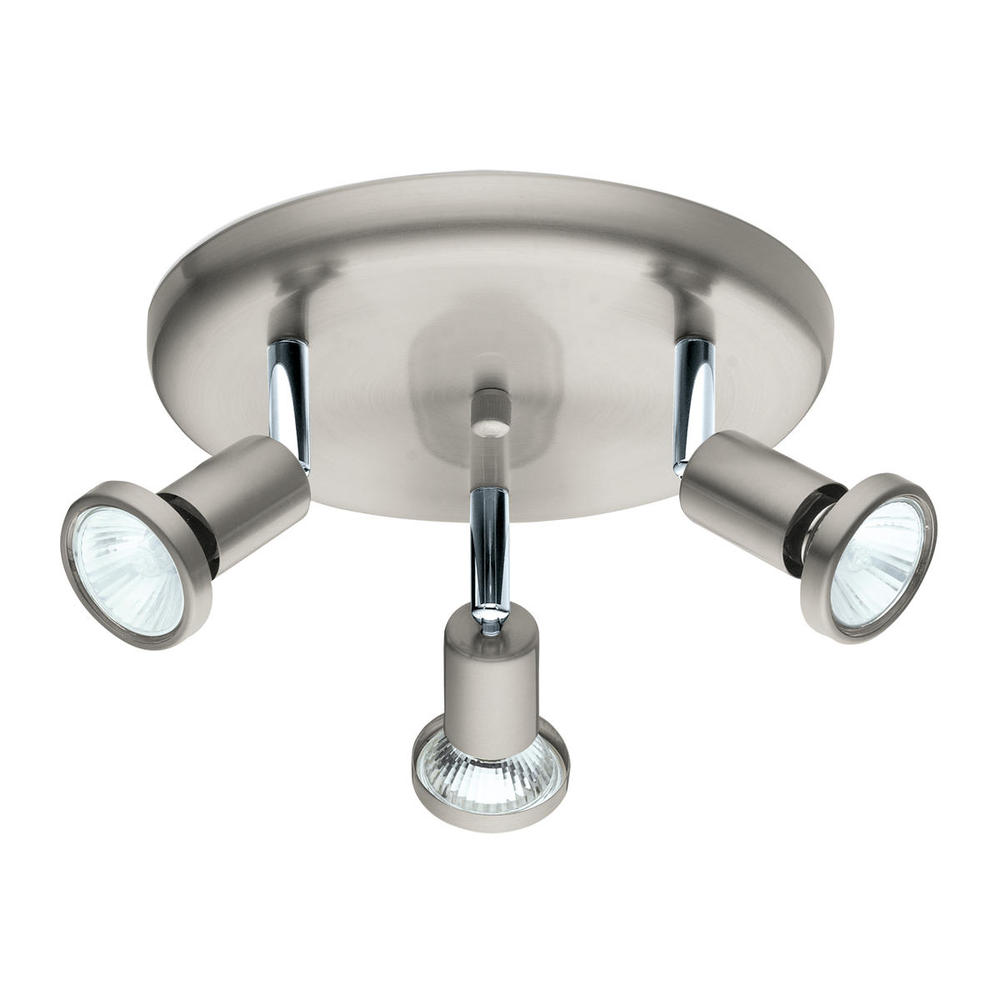 3 LT Round Ceiling Track Light w/ Matte Nickel Finish & Adjustable Lamp Heads