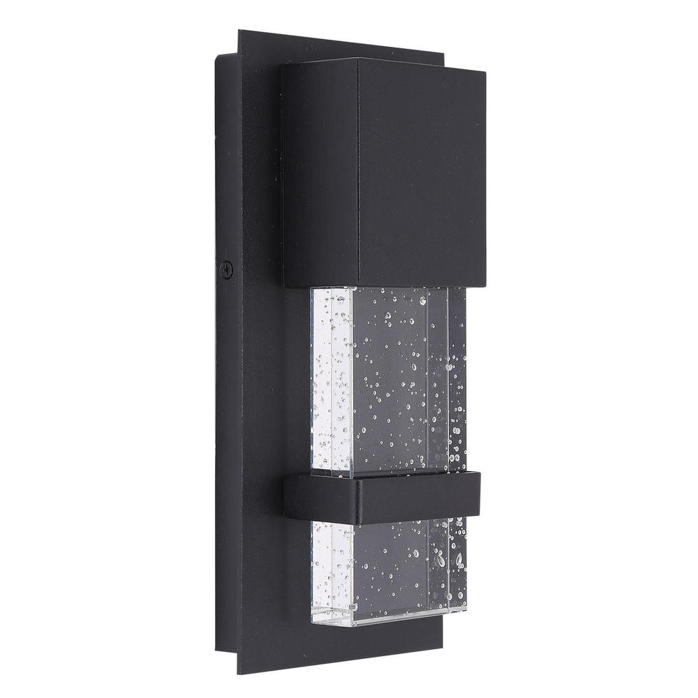1 LT Integrated LED Outdoor Wall Light w/ Black Finish & Clear Seeded Glass