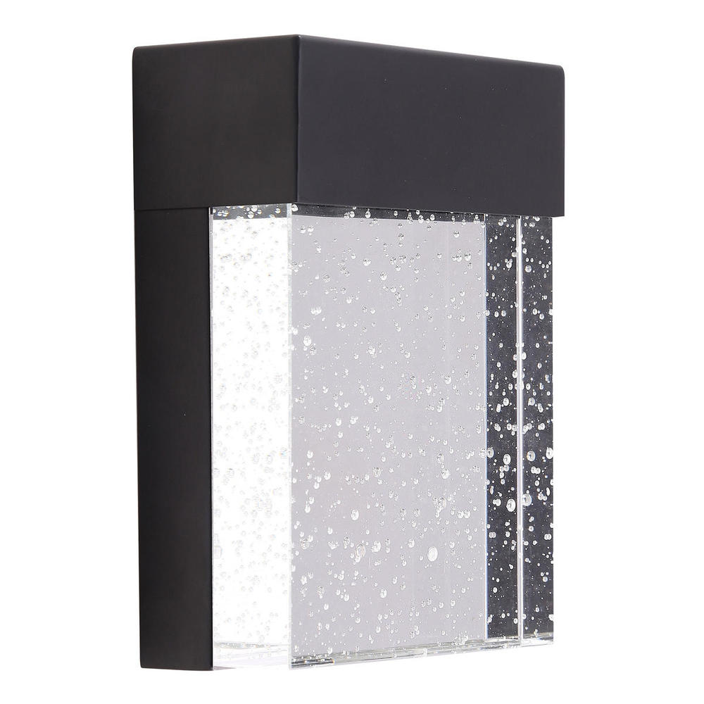 1 LT Integrated LED Outdoor Wall Light w/ Black Finish & Clear Seeded Glass Shade