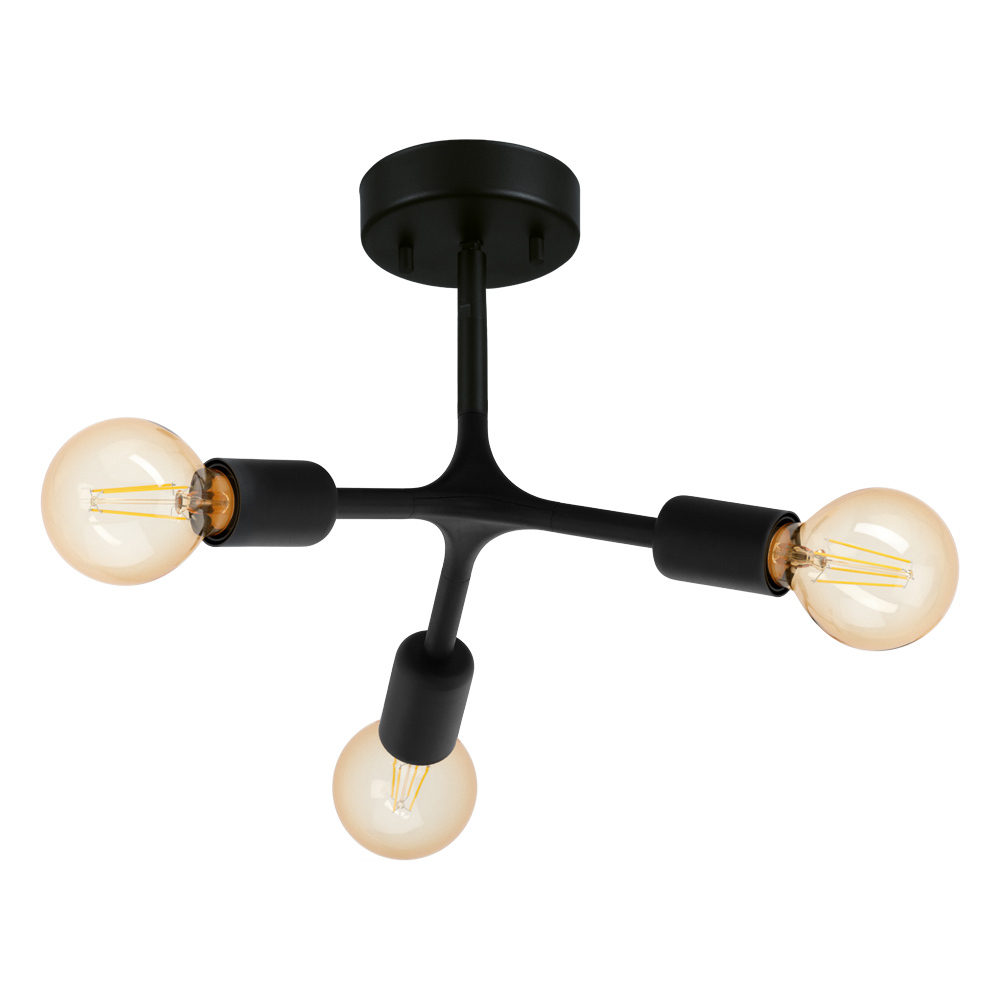 3 LT Open Bulb Pendant or Ceiling Light w/ Black finish
