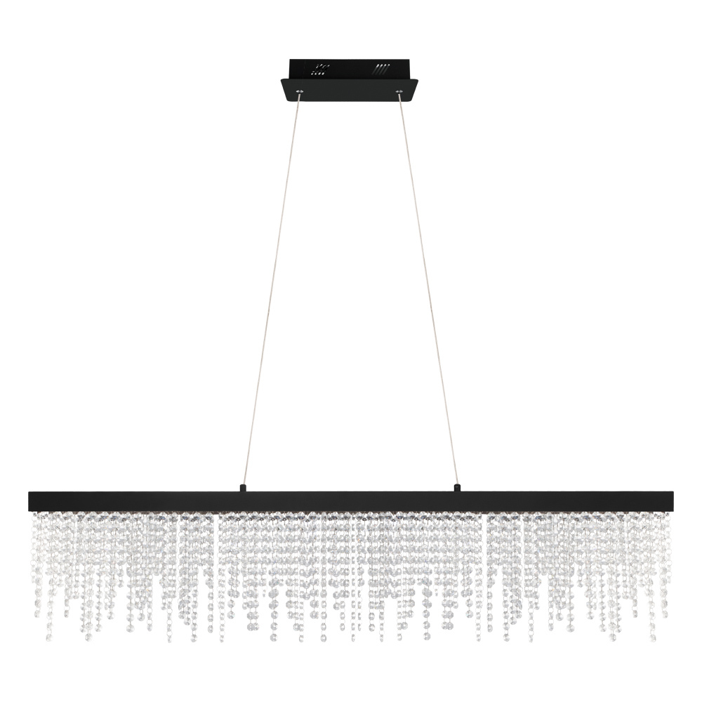 1 LT Integrated LED Linear Pendant w/ Black Finish & Clear Crystal Strands