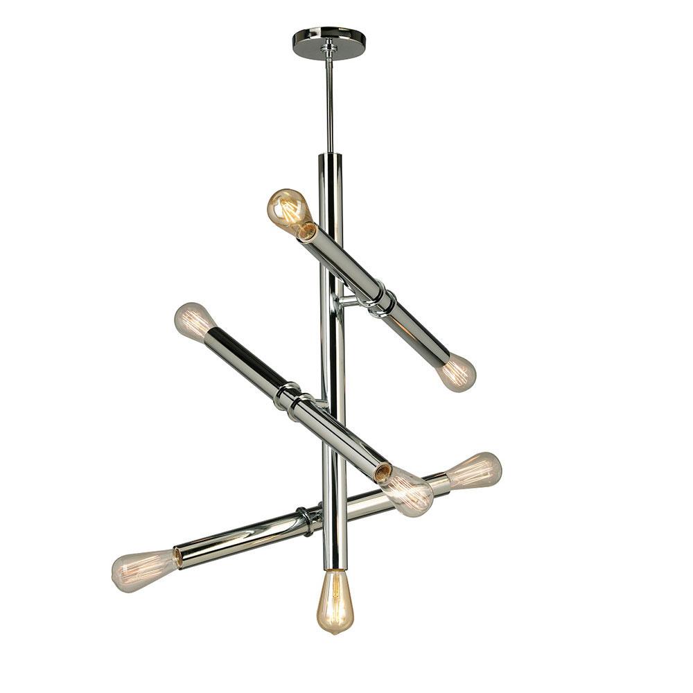 7 LT Open Bulb Pendant w/ Chrome Finish & Semi Adjustable Arms