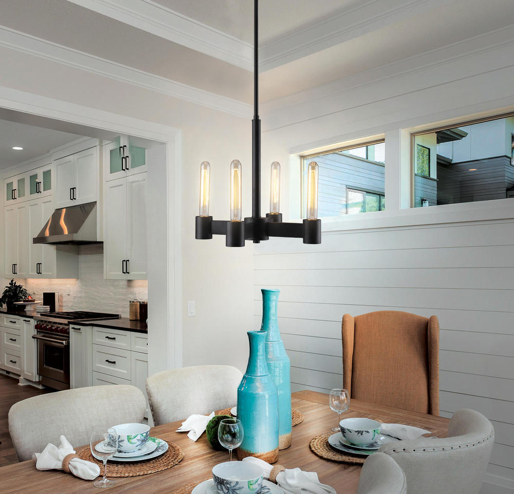 3 LT Open Bulb Chandelier w/ Matte Black Finish