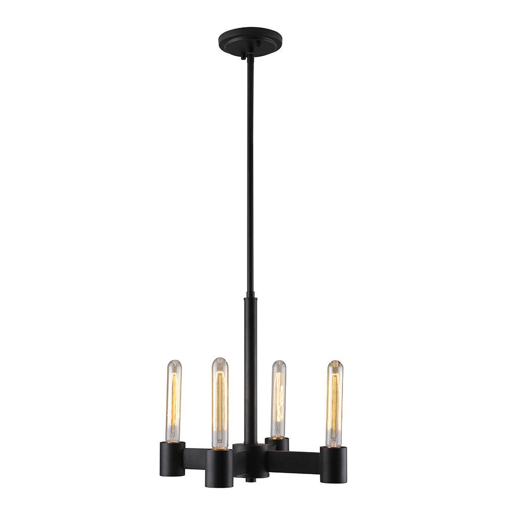 4 LT Open Bulb Chandelier w/ Matte Black Finish