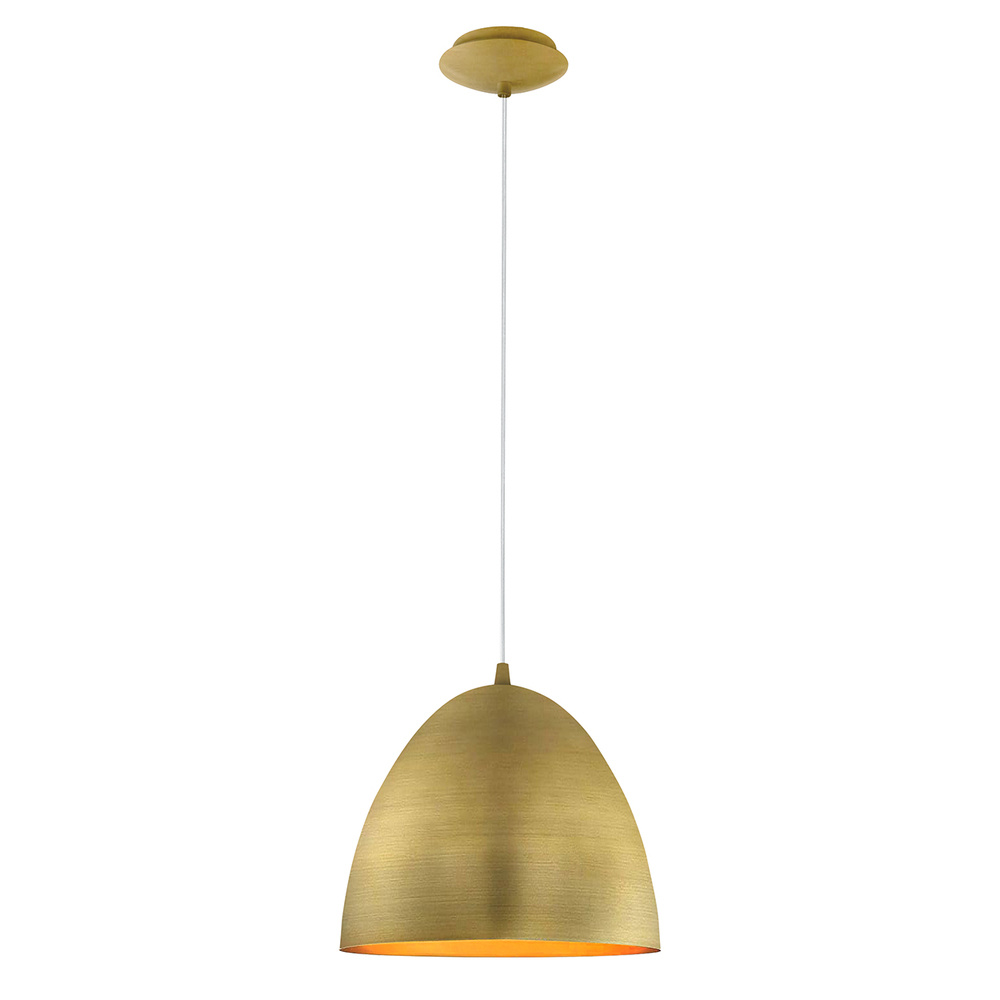 1 LT Pendant w/ Brushed Gold Finish & Brushed Gold Dome Metal Shade
