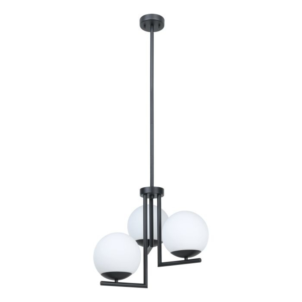 3 LT Pendant w/ Black Finish & Opal Sphere Glass Shades