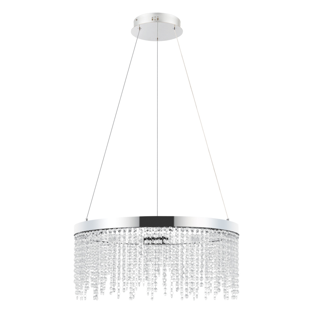 LED Pendant w/ Chrome Finish & Clear Crystal Strands