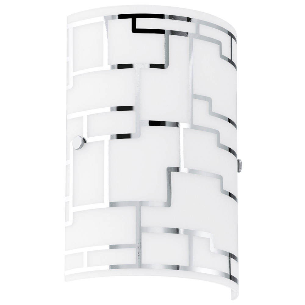 1 LT Wall Light w/ Chrome Finish & White Décor Glass Shade