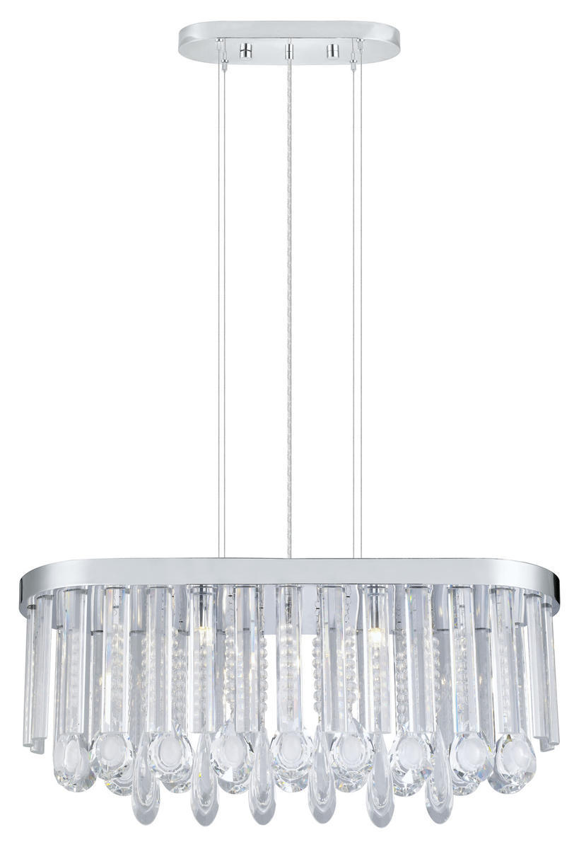 7 LT Oval Pendant w/ Chrome Finish & Clear Crystals