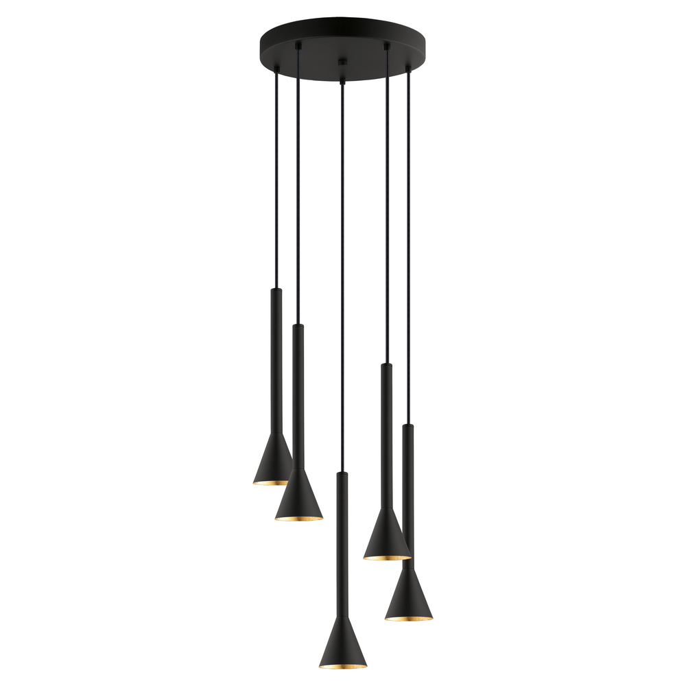 5x10W Circular Staircase Pendant With Matte Black & Gold Finish