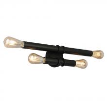 Eglo 204469A - 4 LT Bath/Vanity Light w/ Double Bars in a Black Finish & Open Bulbs