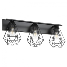 Eglo 205621A - 3 LT Bath/Vanity Light w/ Matte Black Finish & Open Frame Geometric Shades