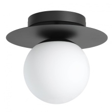 Eglo 205631A - 1 LT Ceiling Light w/ Structured Black Finish & White Glass Shade