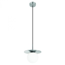 Eglo 205645A - 1 Lt Mini Pendant With Matte Nickel Finish and White Glass Shade 1-60W E26 Bulb