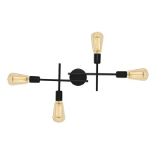 Eglo 205768A - 4 LT Open Bulb Wall/Ceiling Light w/ Matte Black Finish