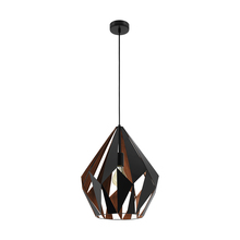 Eglo 49878A - 1 LT Pendant w/ Black Finish & Black w/ Copper Interior Geometric Metal Shade