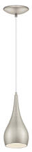 Eglo 92076A - 1 LT Mini Pendant w/ Matte Nickel Finish & Matte Nickel w/ White Interior Metal Shade