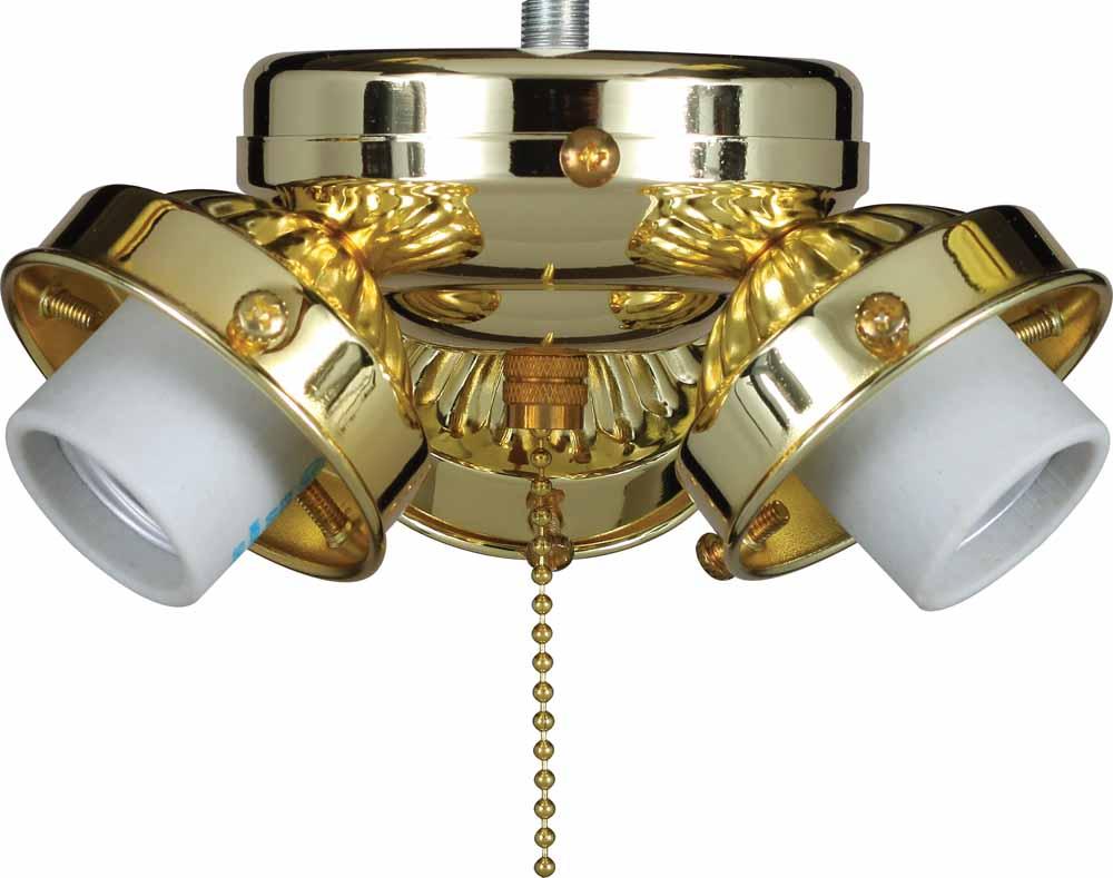 3 Light Polished Brass Ceiling Fan Light Kit V0903 2