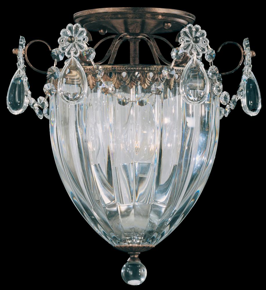 Bagatelle 3 Light 120V Semi-Flush Mount in Antique Silver with Clear Heritage Handcut Crystal