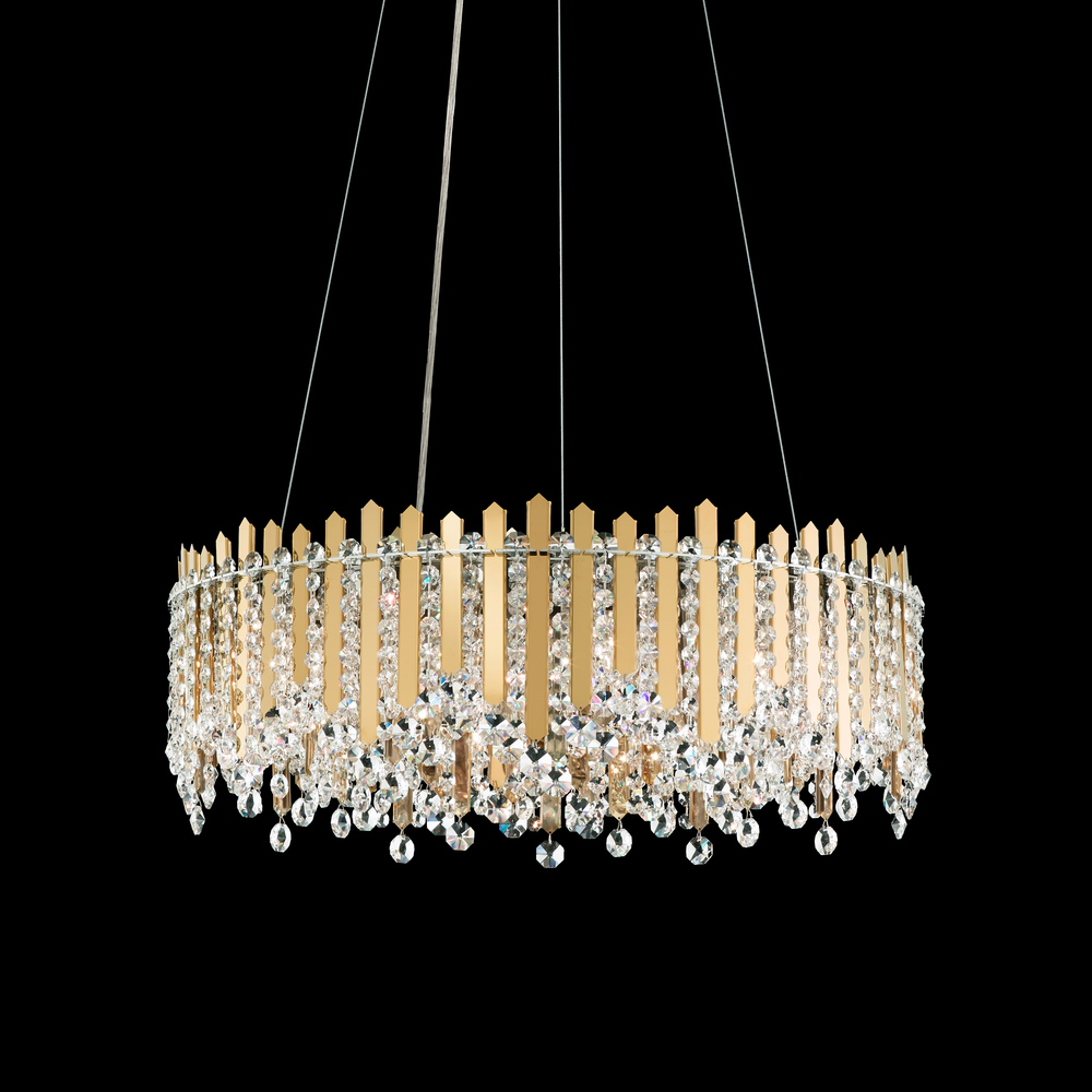 Chatter 12 Light 120V Pendant in Gold Mirror with Clear Crystals from Swarovski