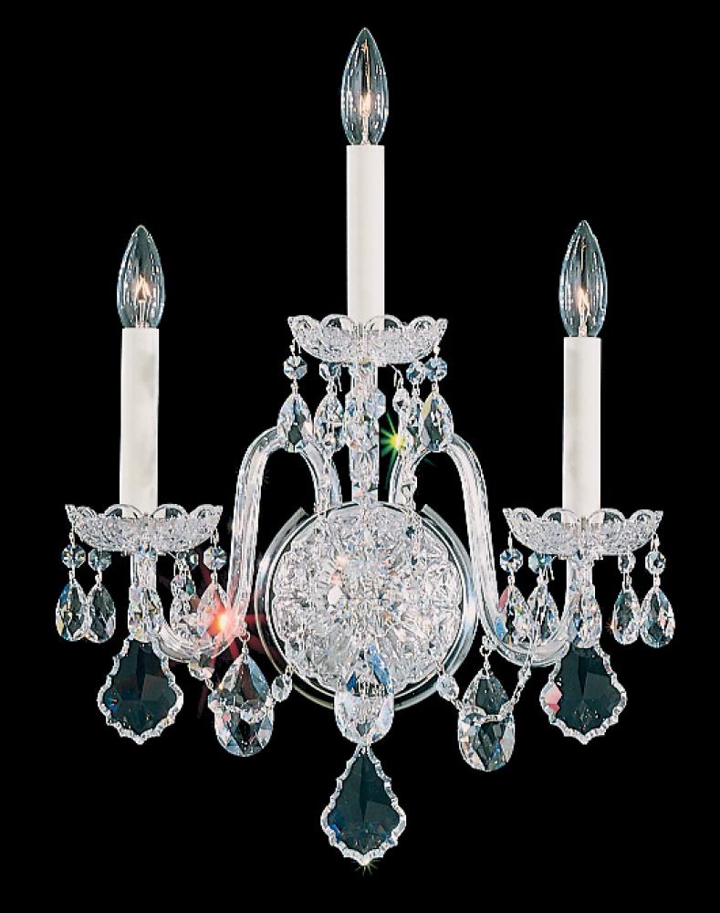 Olde World 3 Light 120V Wall Sconce in Aurelia with Heritage Handcut Crystal