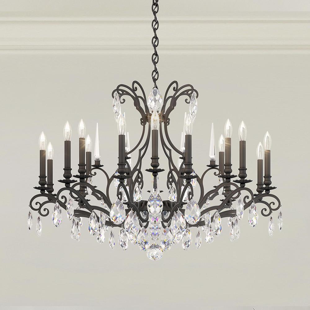 Renaissance Nouveau 18 Light 120V Chandelier in Black with Clear Heritage Handcut Crystal