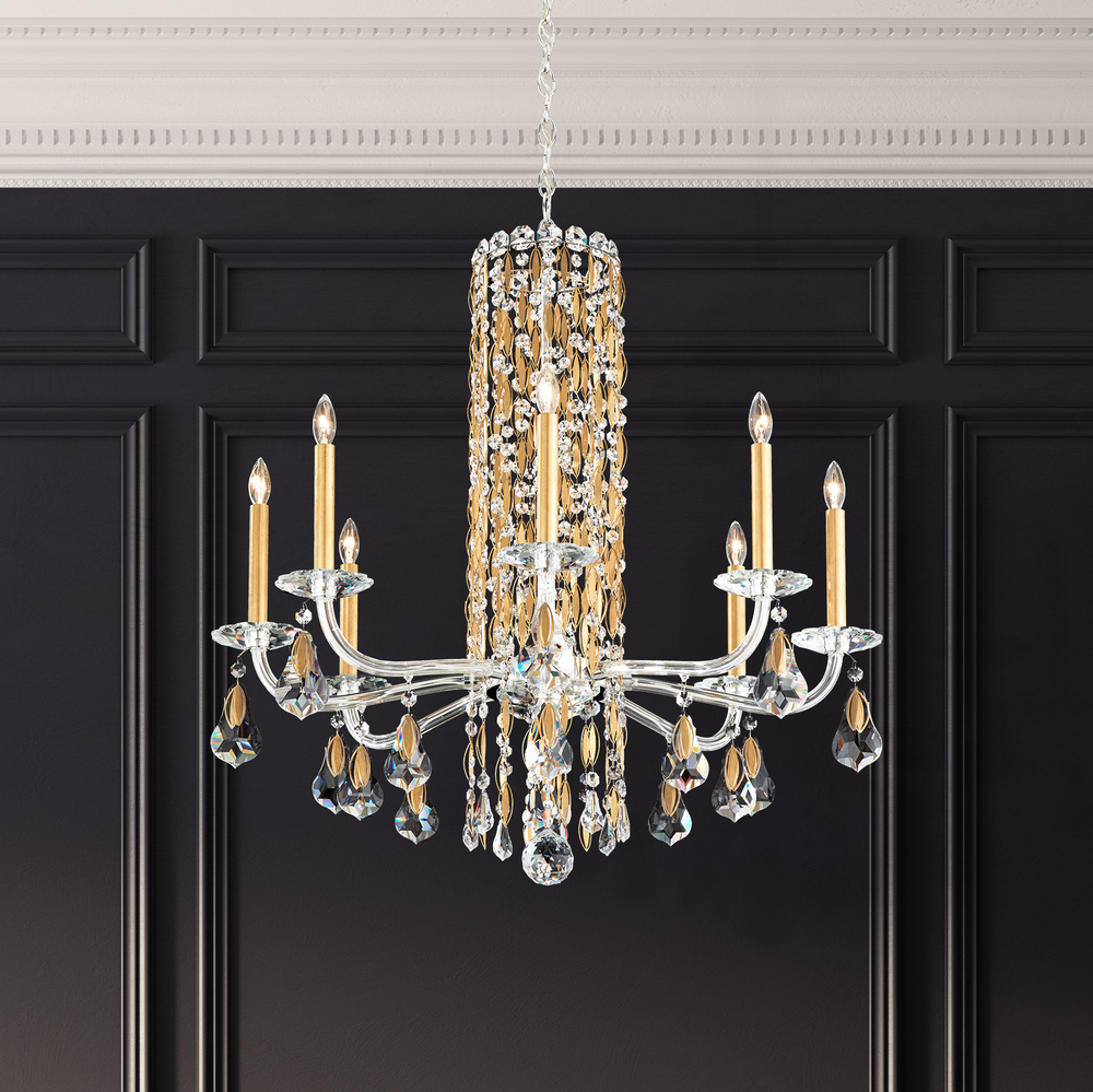 Siena 8 Light 120V Chandelier in White with Heritage Handcut Crystal