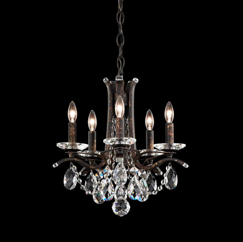 Vesca 5 Light 120V Chandelier in Ferro Black with Clear Heritage Handcut Crystal