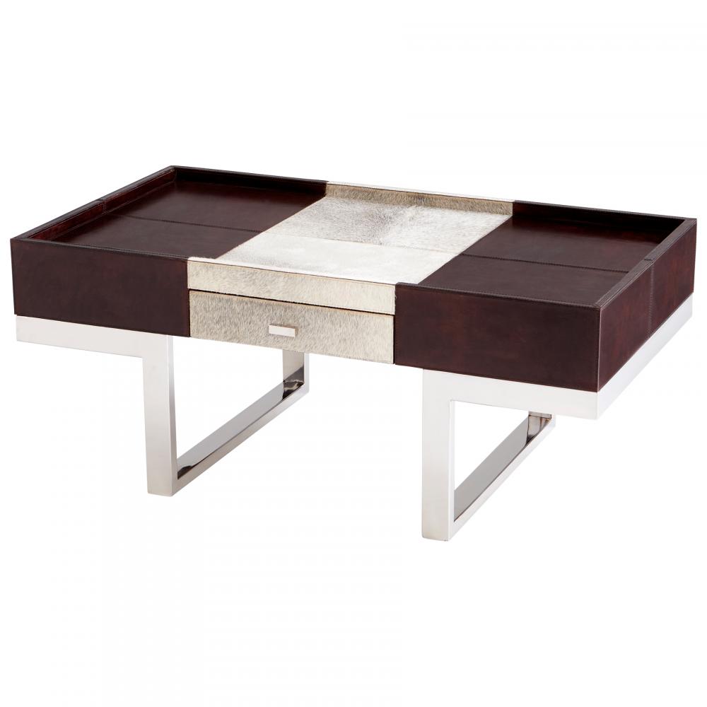 Curtis Cocktail Table Stainless Steel And Brown