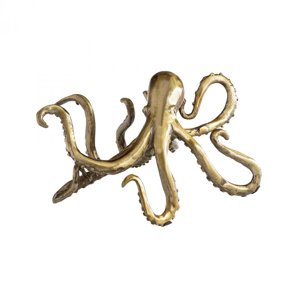 Octopus Shelf Decor Aged Brass