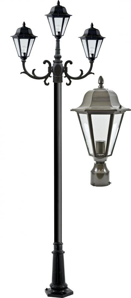 DANIELLA POST THREE LIGHT FIX W/ CLEAR GLASS 3X13W DL-