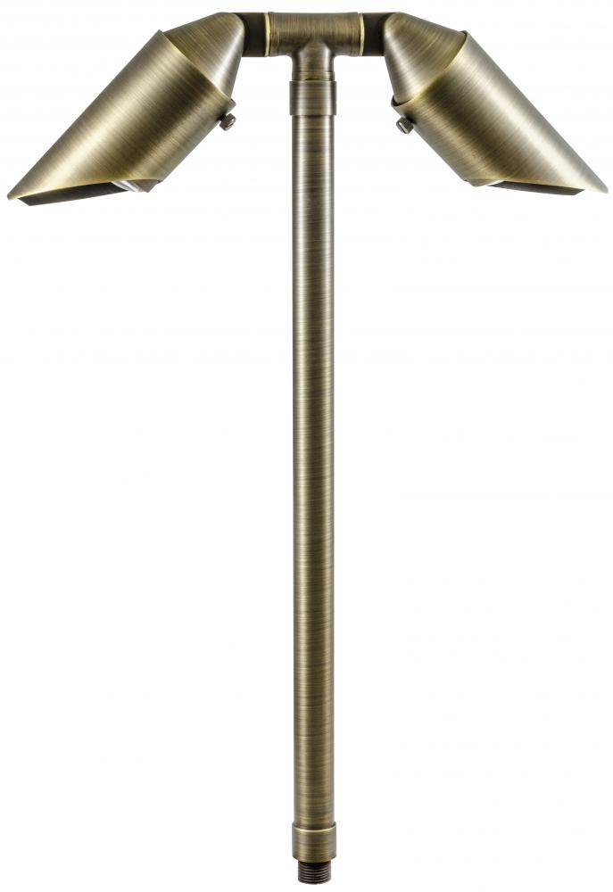 SOLID CAST BRASS PATH LIGHT 2X3W LED MR16 12V